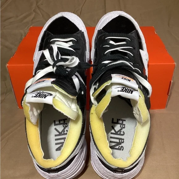 Nike x sacai x Blazer Low Black Patent DM6443-001 Men's Size 10